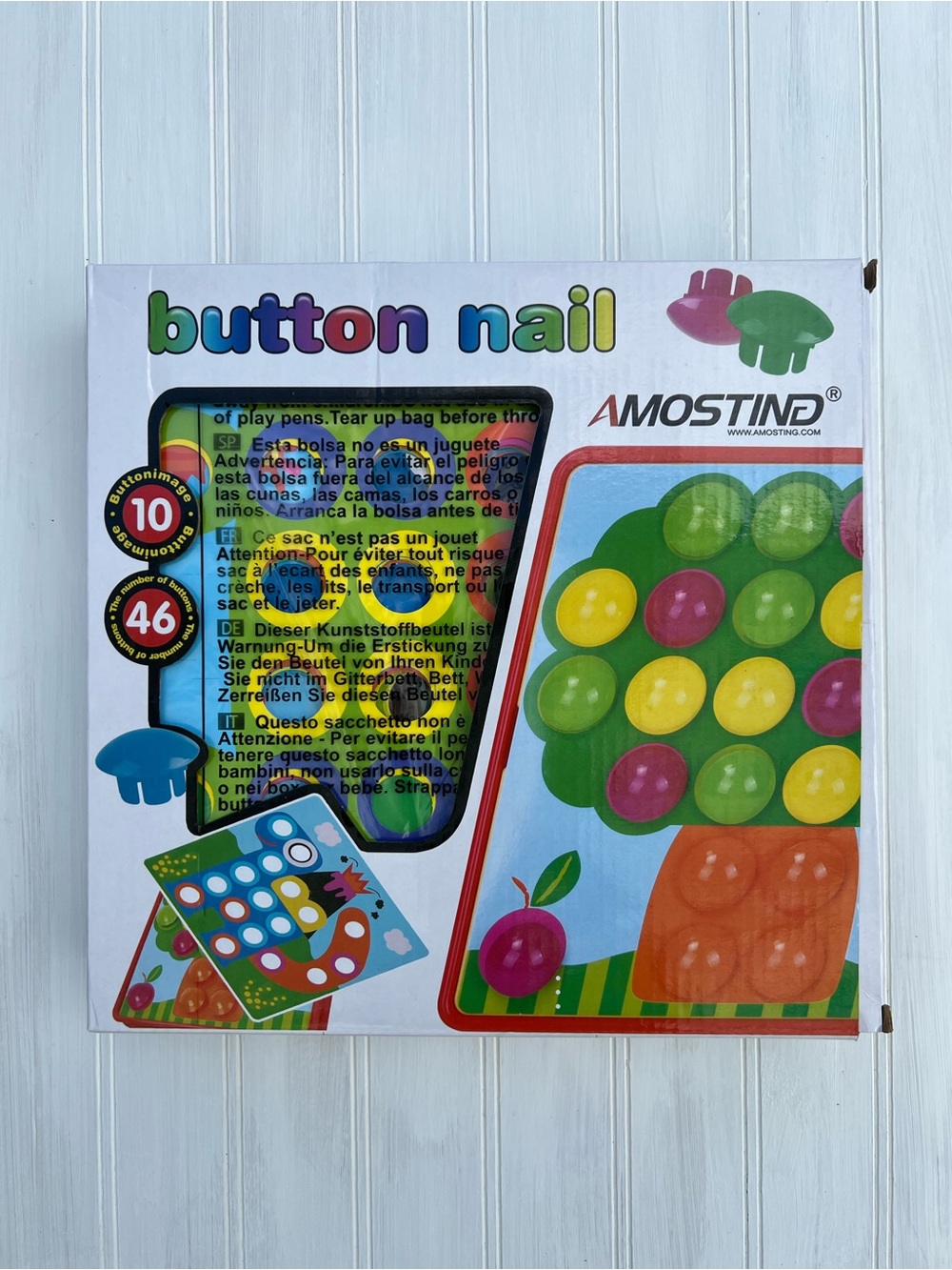 Amosting Button Nail Kids Peg Art Toy - Multicolored
